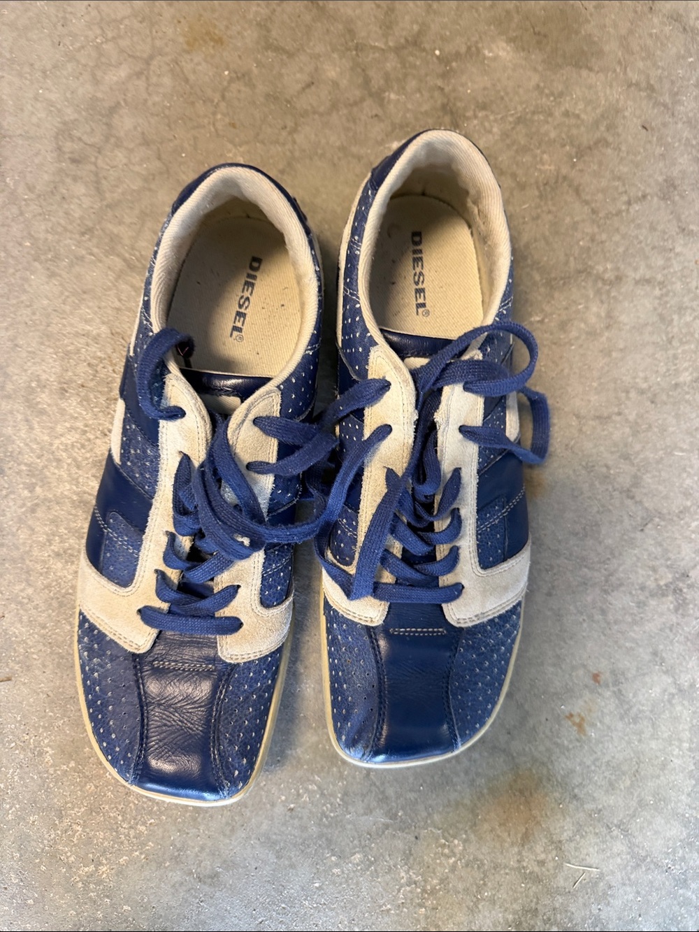 Diesel Men’s Blue and Gray Lace-Up Sneakers